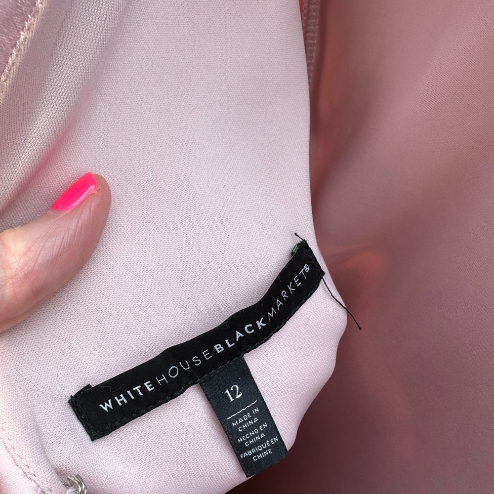 White House Black Market blush color crepe dress with satin collar. new. - Picture 4 of 5